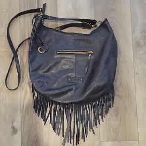 🍀 Lucky Brand Fringed Black Leather Bag